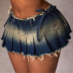 Frayed Denim Mini Skirt